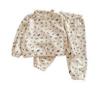 Lot 2 Ensembles de Pyjama Fille et Ado vêtements Nuit Manches Longues Kids Unisex Coton Pièces Bien serré Coupe troite Coffret d'hiver pour Enfants Jeunes Filles