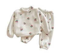 Lot 2 Ensembles de Pyjama Fille et Ado vêtements Nuit Manches Longues Kids Unisex Coton Pièces Bien serré Coupe troite Coffret d'hiver pour Enfants Jeunes Filles