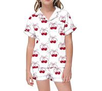 Lot 2 Ensembles de Pyjama Fille Pyjamas Filles Enfants Simple Doux Surpyjama Haut Top Pantalon en Coton Costume Nuit Cadeaux pour Jeunes