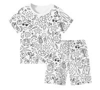 Lot 2 Ensembles de Pyjama Fille Pyjamas imprimés et Ado Haut Pantalons Ensemble en Coton Doux Cadeau pour Elle Filles GarçOns