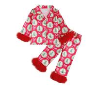 Lot 2 Ensembles de Pyjama Fille Pyjamas imprimés Simple Doux Surpyjama Costume Vêtement Nuit Pièces Bien serré Coupe troite Coffret d'hiver pour Enfants Enfant ou Ado