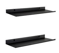 Lot 2 Étagères Murales Flottantes Métal Noir 50cm - Fixation Invisible Charge 8kg
