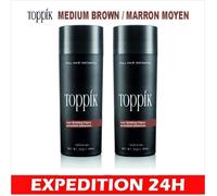 LOT 2 Fibres capillaires densifiantes - Toppik - Brun moyen - Volume - Cuir chevelu caché - Protéines de kératine