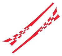 Lot 2 Films Jupes Latérales Voiture 220 X 25 Cm Autocollants Faire Soi-même Rayures Course Camouflage Jupe Latérale Diffuseur(Red)