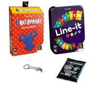Lot 2 Jeux Version Française Line It + 6 Qui Prend + Extension + 1 Décapsuleur Blumie (6 Qui Prend + Line It)