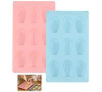 Lot 2 Moules Madeleines Silicone Antiadhésif - 9 Cavités/Moule, Sans BPA, Facile Nettoyer, Réutilisable - Pour Pâtisserie, Chocolat, Desserts - Rose & Bleu