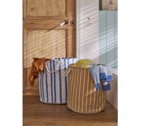 Lot 2 paniers de rangement rayé beige TU