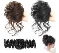 Lot 2 Pinces à Cheveux avec Pince à Chignon, Postiche pour Jeu Rôle D'halloween, Usage Quotidien (Noir/Marron Clair)