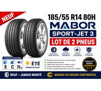 LOT 2 PNEUS 185/55 R14 80H MABOR SPORT-JET 3 NEUFS -MARQUE DU GROUPE CONTINENTAL