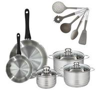 Lot 2 Poêles 20/28cm Fackelmann Geneva et 3 Faitouts 16/20/24cm avec 5 ustensiles Fackelmann