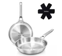 Lot 2 Poêles Acier Inox Induction Tri-Ply Sans Revêtement 20-24 cm Briebe FP121