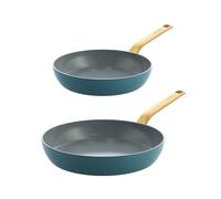 Lot 2 poêles aluminium antiadhésives bleues 24 et 28 cm Evolution Green pan