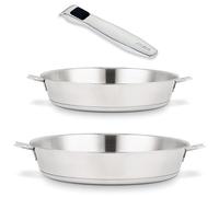 Lot 2 poêles inox Evolution 24 et 28 cm et manche amovible Beka