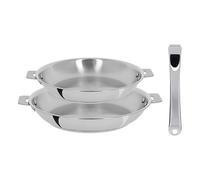 Lot 2 poêles tout inox Casteline 24 et 28 cm et manche amovible Cristel