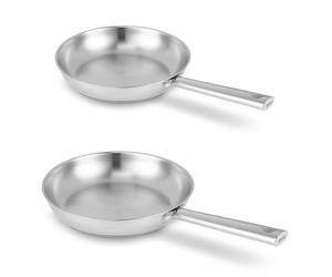 Lot 2 poêles tout inox Cicla 24 et 28 cm Beka