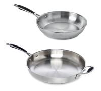 Lot 2 poêles tout inox Excell'Inox 24 et 32 cm Mathon