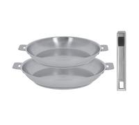 Lot 2 poêles tout inox Strate 24 et 28 cm et manche amovible Cristel