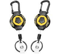 Lot 2 Porte-Clés Rétractable Renforcé, Rétraction 283,5 G, Cordon Inox 80 Cm, Porte-Badge Mousqueton, Enrouleur De Badge Avec Sangle De Badge Et Porte-Clés