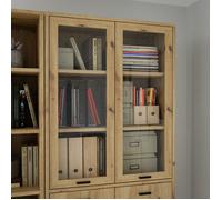 Lot 2 portes vitrées pour bibliothèque décor chêne rustique - MANOLO Meubletmoi