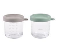 Béaba – Coffret 2 portions verre conservation bébé 250ml, hermétique, résistant – Vert Sauge/Gazelle