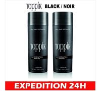 lot 2 Poudre de cheveux densifiant - TOPPIK - Noir - 27,5 g - Kératine - Volume et camouflage