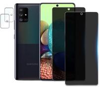 Lot 2 Protections Écran Vie Privée Pour Samsung Galaxy A71 ¿ Verre Trempé 9h Anti-Espion Anti-Rayures + 2 Protège-Lentilles Caméra, Haute Sensibilité, Compatible Coque