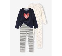 VERTBAUDET Lot 2 Pyjamas Fille Velours Coeurs Manches Longues écru 12A