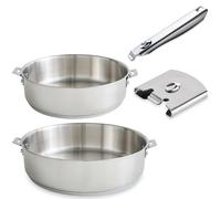 Lot 2 sauteuses tout inox Clips'Inox 24 et 28 cm avec manche et anse amovibles Mathon