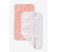 Lot 2 serviettes de rechange matelas à langer rose pâle + blanc TU