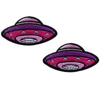lot 2 Soucoupe Vaisseau Alien ecusson Extra terrestre Patch 7x3,5cm Écusson brodé Ecussons Imprimés Thermocollants Broderie sur Vetement