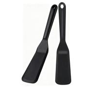 Lot 2 Spatule Silicone Cuisine 25cm Noir Anti Adhesive Haute Temperature | manche antidrapant, mini crepe patisserie gaufre desert, nettoyage facile