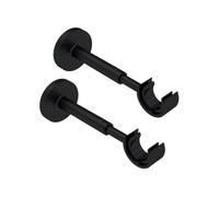 Lot 2 supports muraux pour tringle à rideaux Ø 28 mm - Saillie réglable 110-160 mm - Métal (acier/aluminium) - Noir