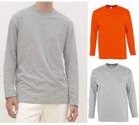 Lot 2 T-Shirts Manches Longues Homme - Gris Chiné Et Orange
