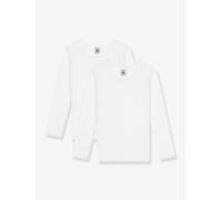 Lot 2 t-shirts manches longues PETIT BATEAU blanc 5A