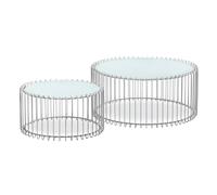 Lot 2 Tables Basses "Universe" 85cm Blanc & Gris
