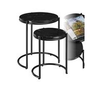 Table d'appoint plaques de marbre de haute qualité Ensemble de 2 pièces noir/noir