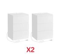 Lot 2 Tables de Chevet Multiprise, 3 Tiroirs, 2 USB, 2 Prises CA Blanc VASAGLE