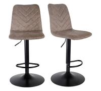 Lot 2 tabourets de bar réglables microfibre taupe et métal - COBY 2 Meubletmoi