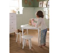 Lot 2 tabourets et table fleurs blanc TU