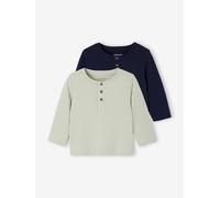 VERTBAUDET Lot 2 Tee-Shirts tunisiens bébé Manches Longues Vert de Gris 18M(81CM)