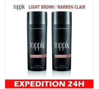 lot 2 TOPPIK Poudre de cheveux densifiant kératine calvitie -27,5 g Châtain Clair