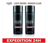 Lot 2 Toppik Poudre De Cheveux Densifiant Kératine Calvitie -27,5 G Châtain Clair