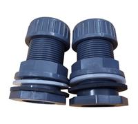 Jardiboutique - Lot de 2 traversées de paroi PVC Ø 32 mm avec écrou de serrage - Raccord de cuve étanche pour réservoir, récupérateur d'eau de pluie et bassin - Gris - JB-STLIE32E-x2