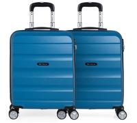 Lot 2 Valises Cabine 55X40x20 Avion Bagages Cabine Rigide T71650P Bleu/Bleu