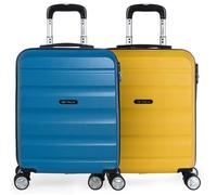 Lot 2 Valises Cabine 55X40x20 Avion Bagages Cabine Rigide T71650P Bleu/Mutarde