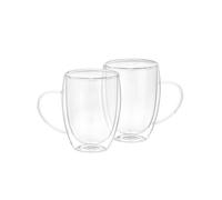 Lot 2 Verres avec Anse 350ml en Verre Borosilicate Solide Transparent
