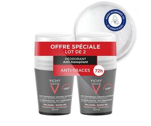 LOT*2 Vichy Homme Déodorant bille 72H Rouleau 2x50 ml