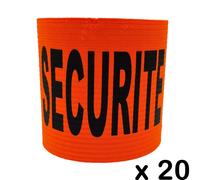 Lot 20 Brassards Élastiques Marqués Securite - Orange Ii