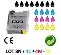 Lot 20 cartouches jet d'encre compatibles BROTHER LC970/LC1000 universal POUR BROTHER DCP 150C : 8 BLACK + 4 CYAN + 4 MAGENTA + 4 YELLOW G