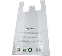 Lot 200 sacs de caisse à bretelle réutilisables 50 microns | Sacs de courses solides avec soufflet | Conformes réglementation 2016 | Idéal primeurs, marchés, commerces (BLANC, 30 + 16 x 65)